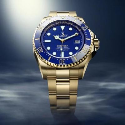 2024 Clone Rolex Sea-Dweller Yellow Gold Blue Watch